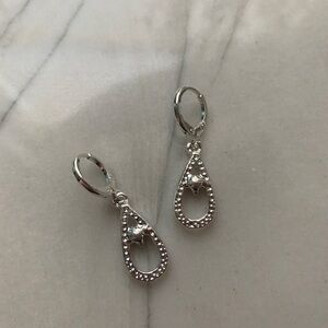 Chic Silver Hoop Teardrop Earrings